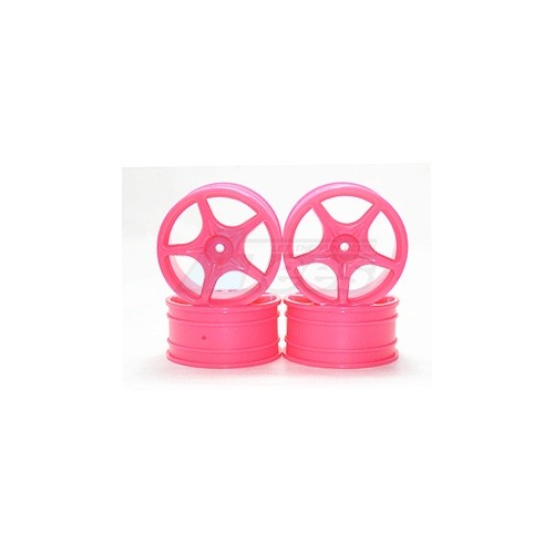 3Racing Kyosho Mini Inferno Plastic 5 Spoke Wheel For Mini Inferno - Fluorescent Pink
