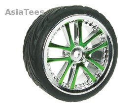 3Racing Miscellaneous All 1/10 5 Dual Spoke Rim & Tire Set On Road (0 Offset - 24mm) 4pcs- Green