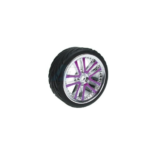 3Racing Miscellaneous All 1/10 5 Dual Spoke Rim & Tire Set On Road (0 Offset - 24mm) 4pcs- Purple