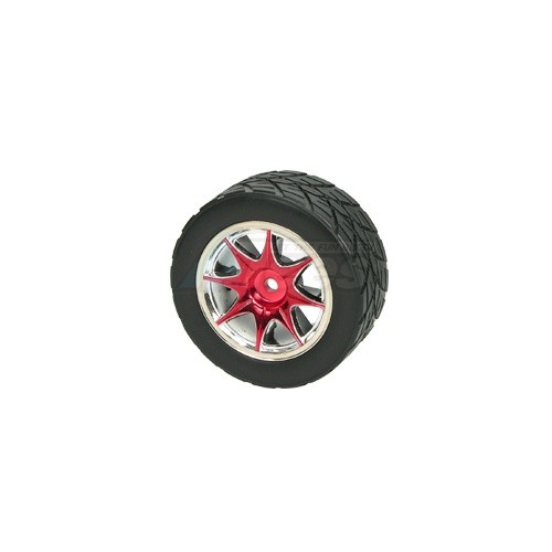 3Racing Miscellaneous All 1/10 8 Spoke Wheel & Tyre Set For Tamiya M-Chassis Series (4 Pieces) Red