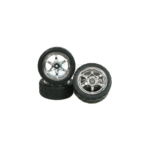 3Racing Miscellaneous All 6 Spoke Tire Set For GT-01 (4 Pieces) Silver