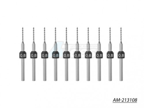 Arrowmax Miscellaneous All 0.8mm -10 Pcs PCB Shank Tungsten Carbide Micro Drill Bits Set (2.35mm)