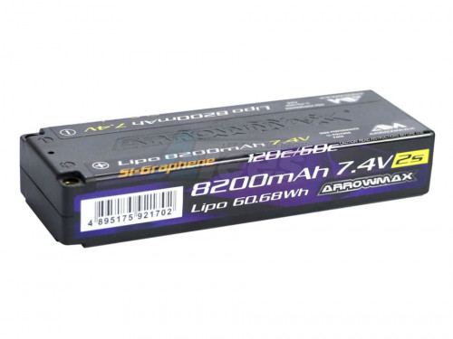 Arrowmax Miscellaneous All AM Lipo 8200mAh 2S TC - 7.4V 60C Continuous 120C Burst (Graphene Pro)