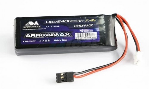 Arrowmax Miscellaneous All AM Lipo 2400mAh 2S TX/RX 7.4V Flat Pack