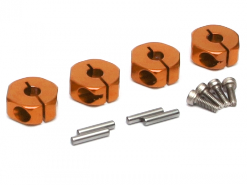Boom Racing Miscellaneous All 12mm Standard Aluminum Wheel Hex Adaptors w/ Lock Screws Pins & Screws (4) Orange