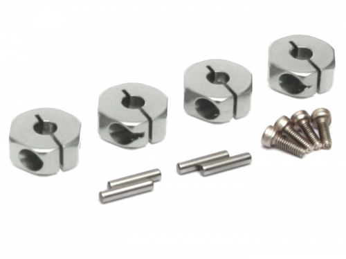 Boom Racing Miscellaneous All 12mm Standard Aluminum Wheel Hex Adaptors w/ Lock Screws Pins & Screws (4) Silver