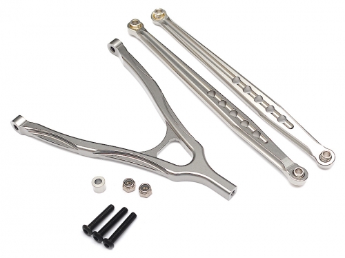 Boom Racing Axial SCX10 Aluminum Front Lower Chassis Linkage and Upper Y-Arm - 1 Set Silver