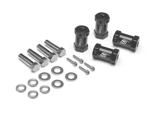 Boom Racing Miscellaneous All Aluminum Wheel Hex Widener V2 (4 pcs) (Offset: 17mm) Black