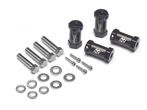Boom Racing Miscellaneous All Aluminum Wheel Hex Widener V2 (4 pcs) (Offset: 20mm) Black
