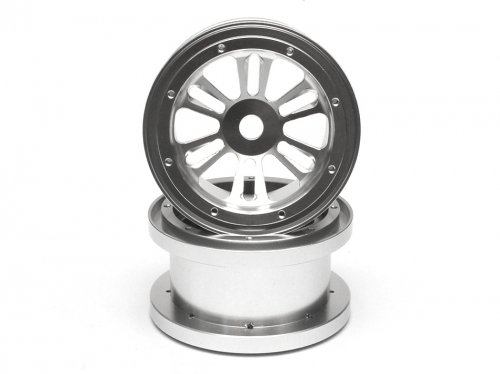 Boom Racing Axial Wraith Aluminum D-6spoke Giga Beadlock 2.2 Wheels (2) Silver