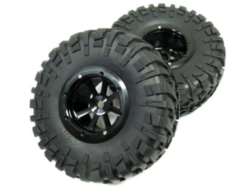 Boom Racing Axial Wraith Aluminum 2.2 8-Spoke Beadlock Wheel & Zig-Zag Tire Set (2) Black