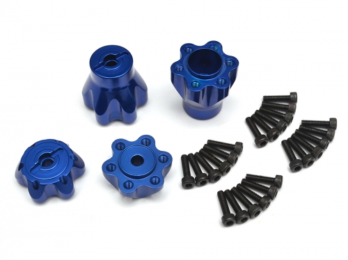 Boom Racing Axial Yeti Aluminum Front & Rear Wheel Hub Adapters - 2 Sets Blue