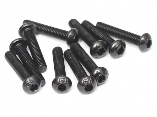 Boom Racing Miscellaneous All M3x16mm Round Head 12.9 Grade Nickel Plated Screws (10)