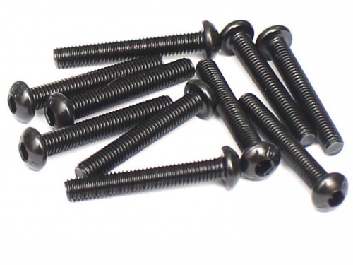 Boom Racing Miscellaneous All M3x24mm Round Head 12.9 Grade Nickel Plated Screws (10)