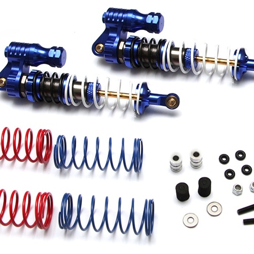 Boom Racing Miscellaneous All Boomerang™ Type PB Race Ready Aluminum Double Suspension Adjustable Piggyback Shocks 100MM Blue