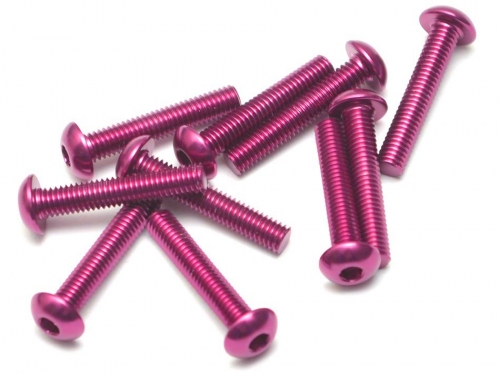 Boom Racing Miscellaneous All Aluminum 7075 M3x14 Hex Socket Button Head Screws Bolts (10) Pink