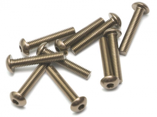 Boom Racing Miscellaneous All Aluminum 7075 M3x14 Hex Socket Button Head Screws Bolts (10) Titanium