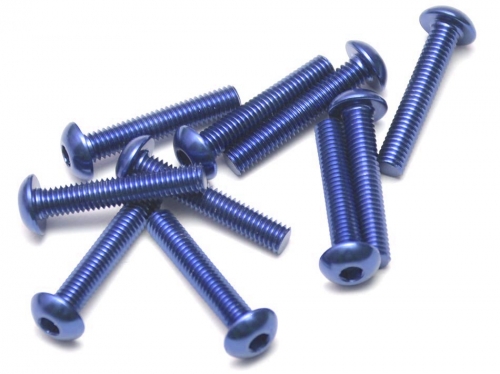 Boom Racing Miscellaneous All Aluminum 7075 M3x16 Hex Socket Button Head Screws Bolts (10) Blue