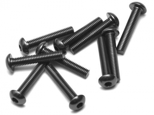 Boom Racing Miscellaneous All Aluminum 7075 M3x16 Hex Socket Button Head Screws Bolts (10) Black