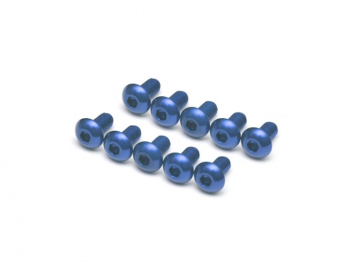 Boom Racing Miscellaneous All Aluminum 7075 M3x6 Hex Socket Button Head Screws Bolts (10) Blue