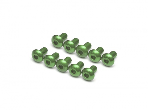 Boom Racing Miscellaneous All Aluminum 7075 M3x6 Hex Socket Button Head Screws Bolts (10) Green