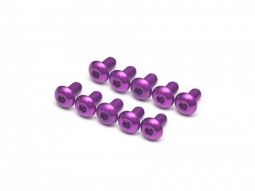 Boom Racing Miscellaneous All Aluminum 7075 M3x6 Hex Socket Button Head Screws Bolts (10) Purple