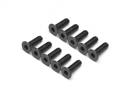 Boom Racing Miscellaneous All Aluminum 7075 M3x10 Hex Socket Flat Head Screws Bolts (10) Black