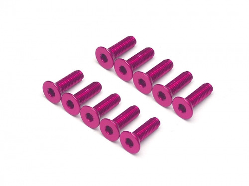 Boom Racing Miscellaneous All Aluminum 7075 M3x10 Hex Socket Flat Head Screws Bolts (10) Pink