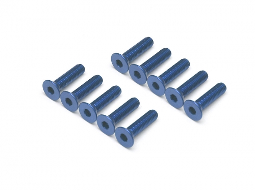 Boom Racing Miscellaneous All Aluminum 7075 M3x12 Hex Socket Flat Head Screws Bolts (10) Blue