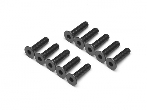 Boom Racing Miscellaneous All Aluminum 7075 M3x12 Hex Socket Flat Head Screws Bolts (10) Black