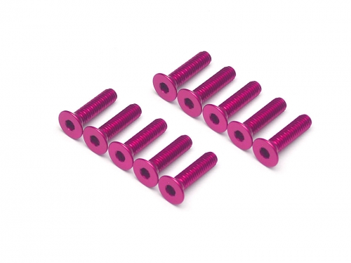 Boom Racing Miscellaneous All Aluminum 7075 M3x12 Hex Socket Flat Head Screws Bolts (10) Pink