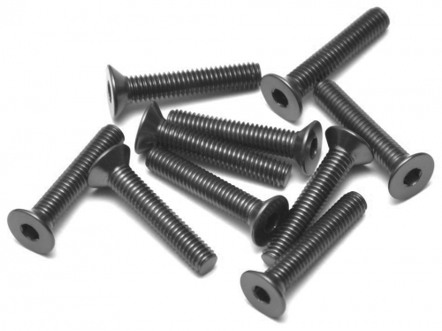 Boom Racing Miscellaneous All Aluminum 7075 M3x16 Hex Socket Flat Head Screws Bolts (10) Black