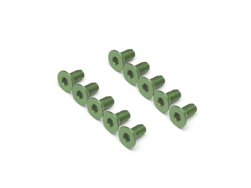 Boom Racing Miscellaneous All Aluminum 7075 M3x6 Hex Socket Flat Head Screws Bolts (10) Green