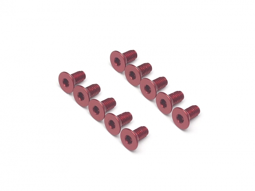 Boom Racing Miscellaneous All Aluminum 7075 M3x6 Hex Socket Flat Head Screws Bolts (10) Red