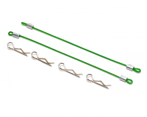 Boom Racing Miscellaneous All 100MM Body Clip Retainer(2) W/ 4 Body Clips For 1/10 Car Green