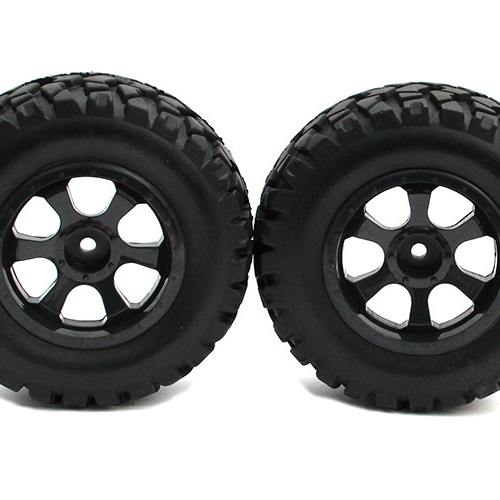 Boom Racing Miscellaneous All 1/10 Short Course Wheel +Tire Set(1 Pair) G Black