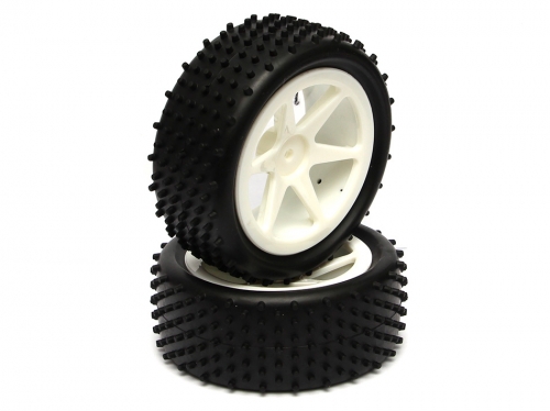 Boom Racing Miscellaneous All 1/10 Buggy 6-spoke Tire Set - Front(1 Pair) White
