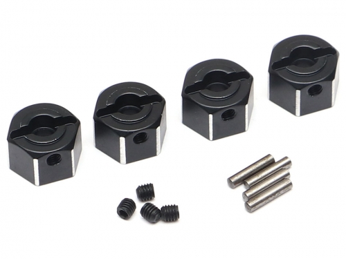 Boom Racing Boom Racing BRX01 8mm Wide Aluminum 12mm Hex (for 5mm Shaft) with Pins & Set Screws (4) Black