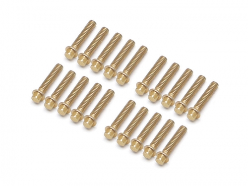 Boom Racing Miscellaneous All ProBuild™ M2x9mm Scale Hex Bolt 12.9 Grade Wheel Screw (20) Gold