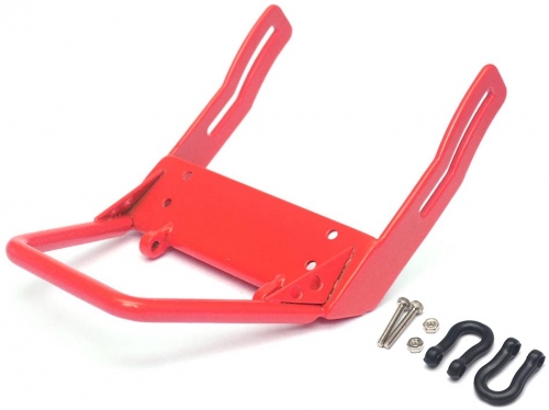 Boom Racing Axial SCX10 Steel Front Bumper B With Black Towing Hooks Red