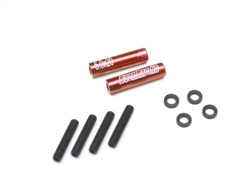 Boom Racing Miscellaneous All Threaded Aluminum Link Pipe Rod 5x20mm (2) w/ Set Screws & Delrin Spacers Red