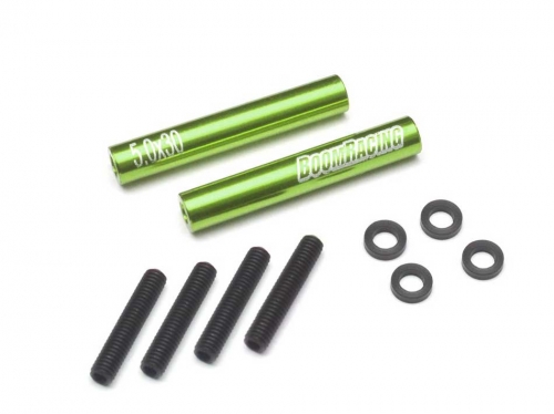 Boom Racing Miscellaneous All Threaded Aluminum Link Pipe Rod 5x30mm (2) w/ Set Screws & Delrin Spacers Green