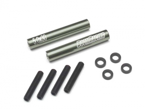 Boom Racing Miscellaneous All Threaded Aluminum Link Pipe Rod 5x30mm (2) w/ Set Screws & Delrin Spacers Gun Metal