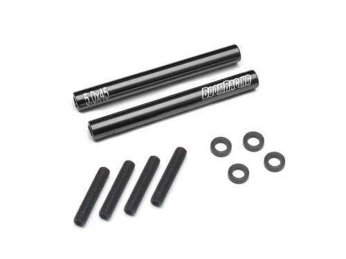Boom Racing Miscellaneous All Threaded Aluminum Link Pipe Rod 5x45mm (2) w/ Set Screws & Delrin Spacers Black
