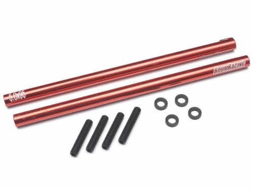 Boom Racing Miscellaneous All Threaded Aluminum Link Pipe Rod 5x95mm (2) w/ Set Screws & Delrin Spacers Red