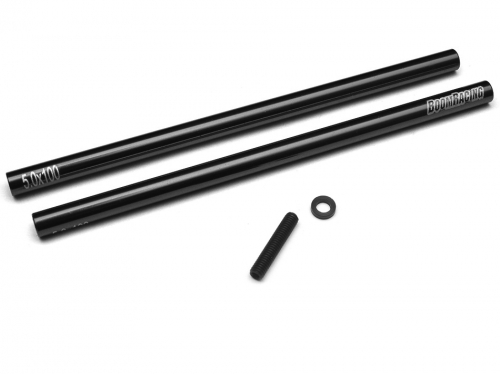 Boom Racing Miscellaneous All Threaded Aluminum Link Pipe Rod 5x100mm (2) w/ Set Screws & Delrin Spacers Black