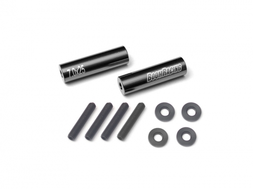 Boom Racing Miscellaneous All Threaded Aluminum Link Pipe Rod 7x25mm (2) w/ Set Screws & Derlin Spaces Black