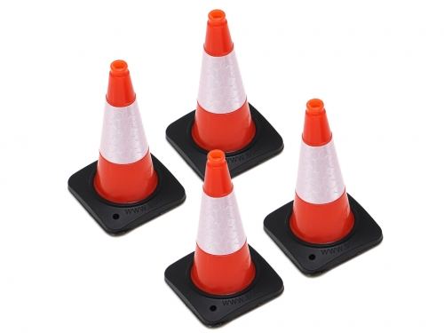 Boom Racing Miscellaneous All Rubber Traffic Cone w/ Reflective Decal Trail Marker / Track Accessory (4) Orange