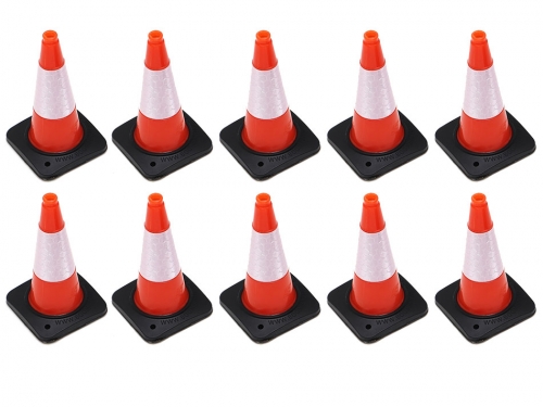 Boom Racing Miscellaneous All Rubber Traffic Cone w/ Reflective Decal Trail Marker / Track Accessory (10) Orange