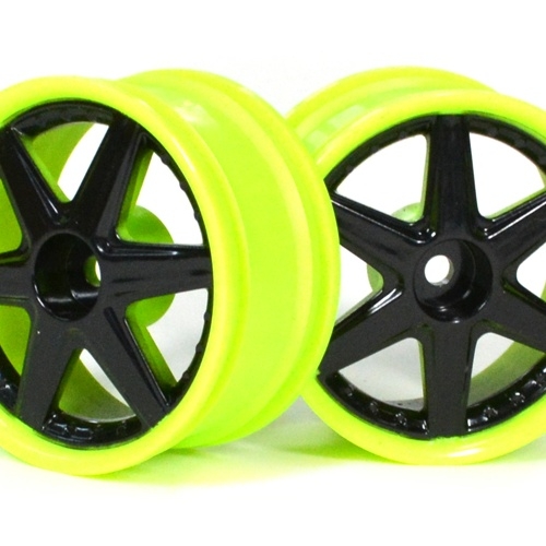 Boom Racing Miscellaneous All 6-Spoke Green Outer Ring Wheel Set (2pcs) For 1/10 RC Car (6mm Offset) Black